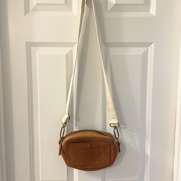 Madewell Brown Leather Crossbody Bag with Cream Strap - Picture 3 of 9